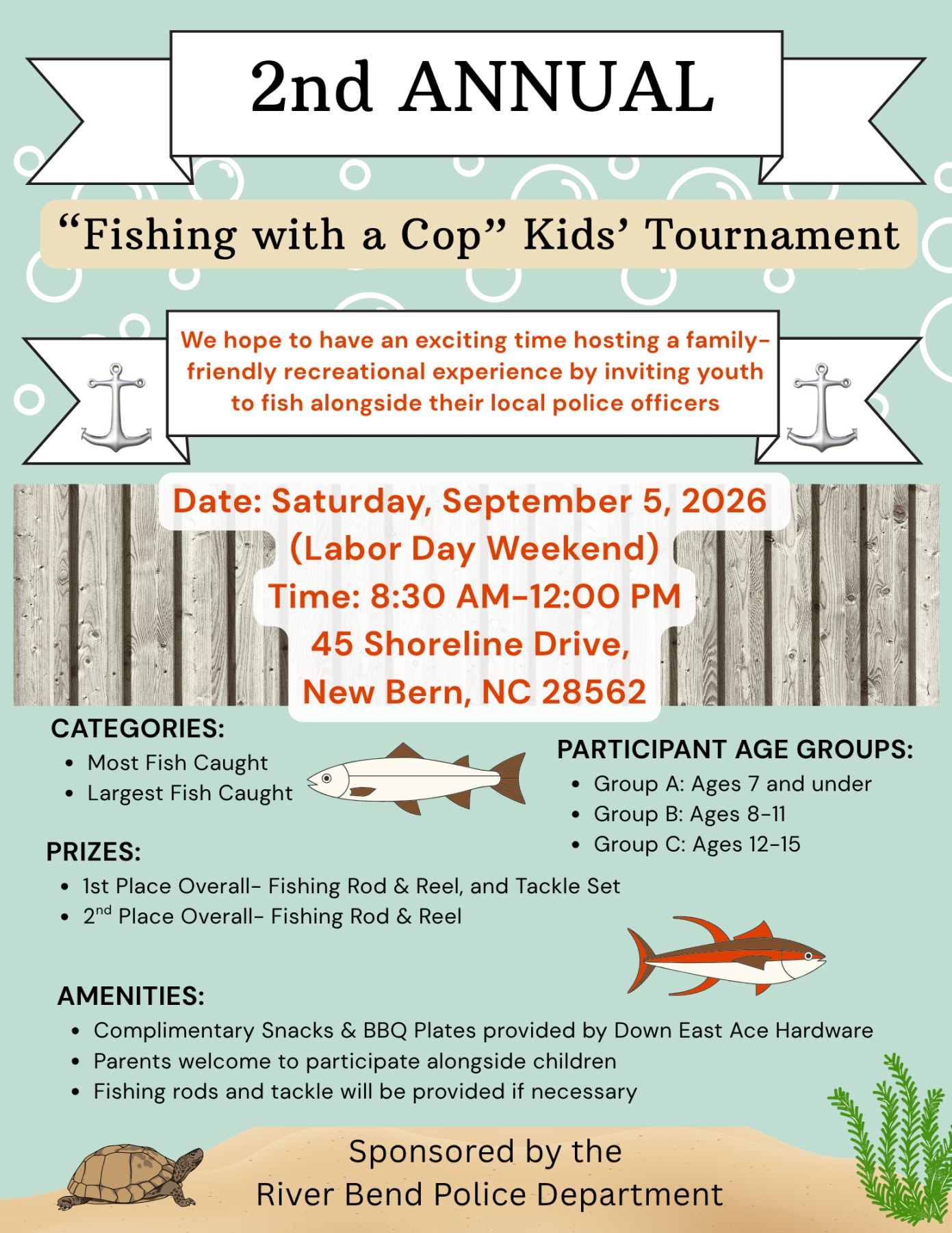 2nd annual fishing with a cop tournament flyer