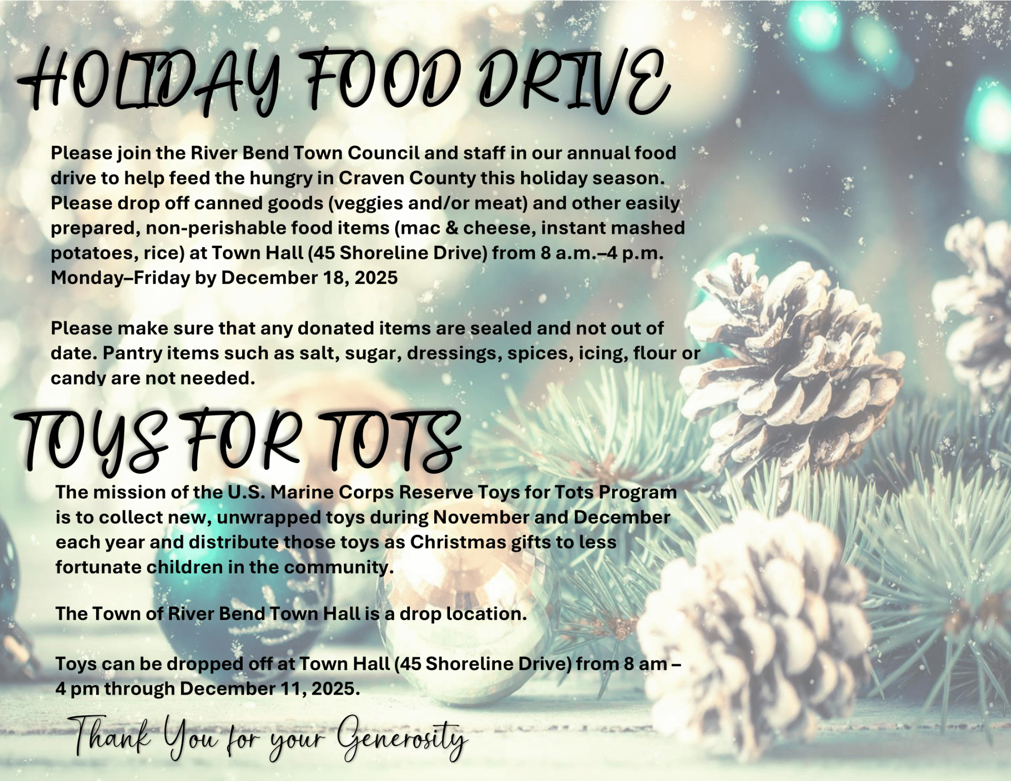 Food Drive and Toys for Tots Flyer