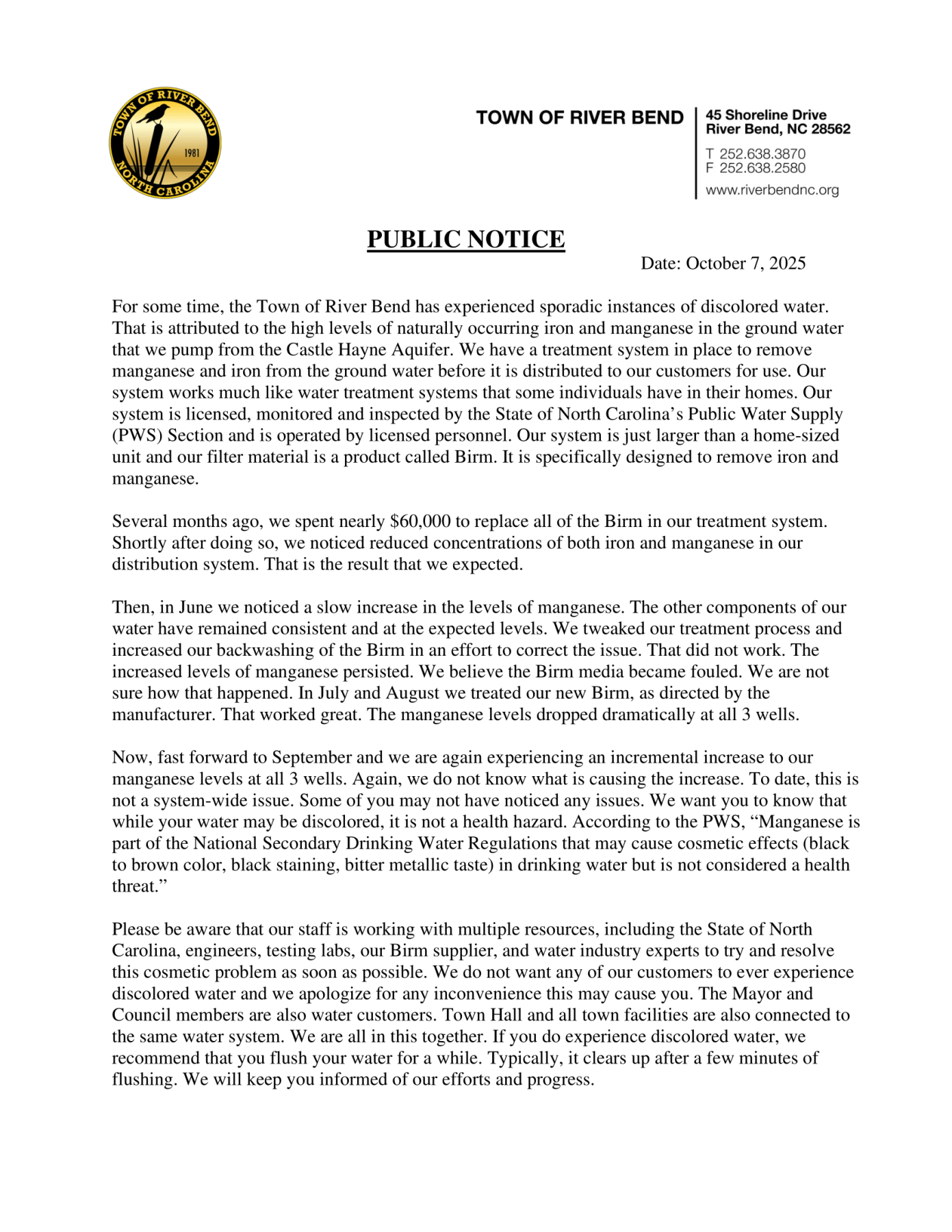 Water Quality Public Notice